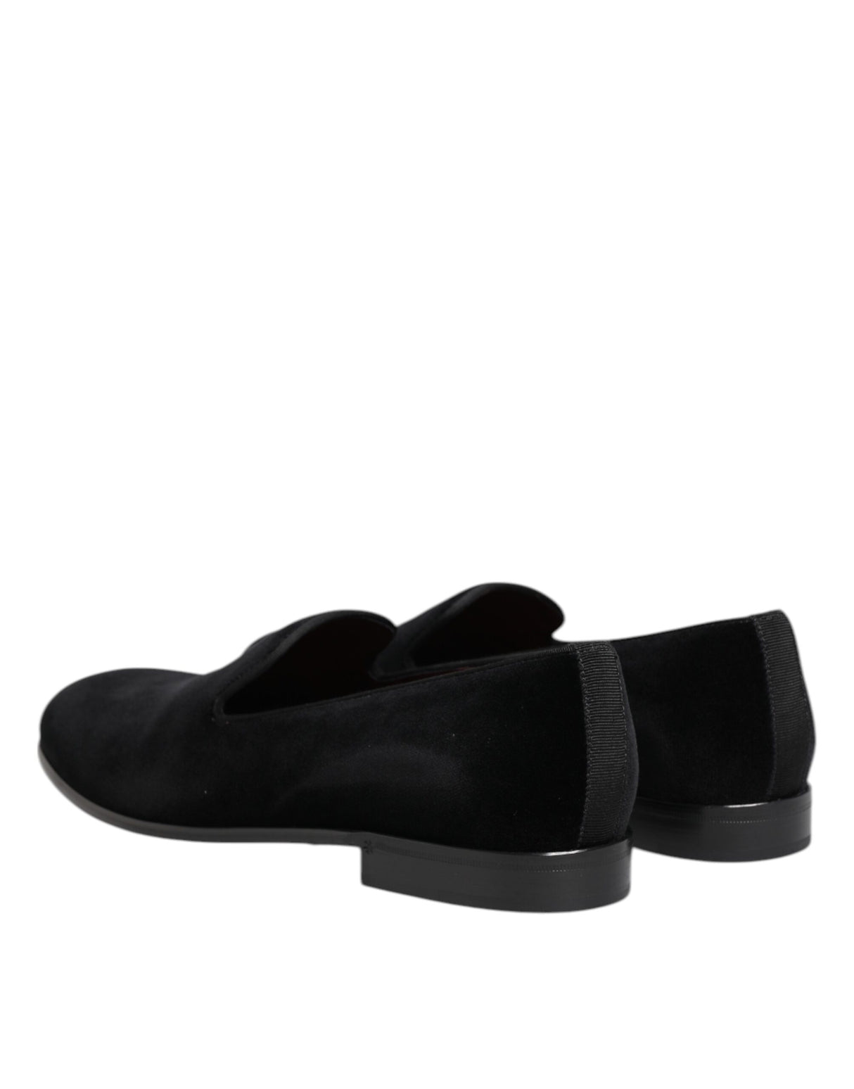 Dolce & Gabbana Black Velvet Slip On Men Loafers Formal Shoes