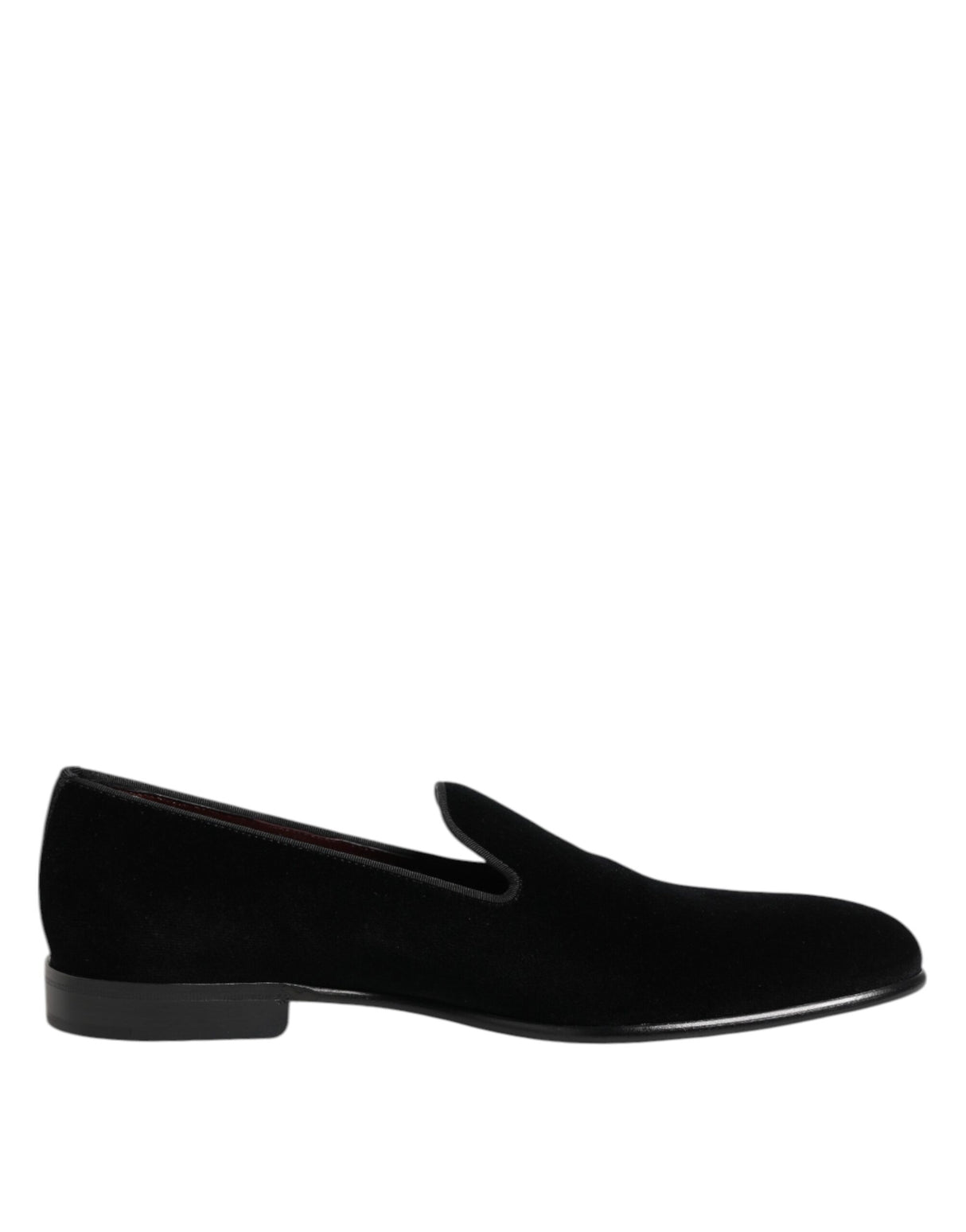Dolce & Gabbana Black Velvet Slip On Men Loafers Formal Shoes