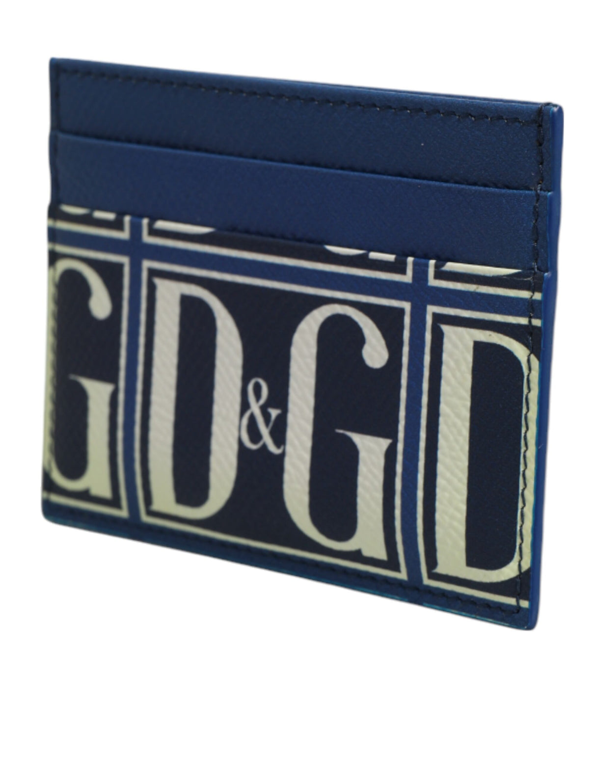 Dolce & Gabbana Blue Calf Leather DG Logo Monogram Card Holder Wallet