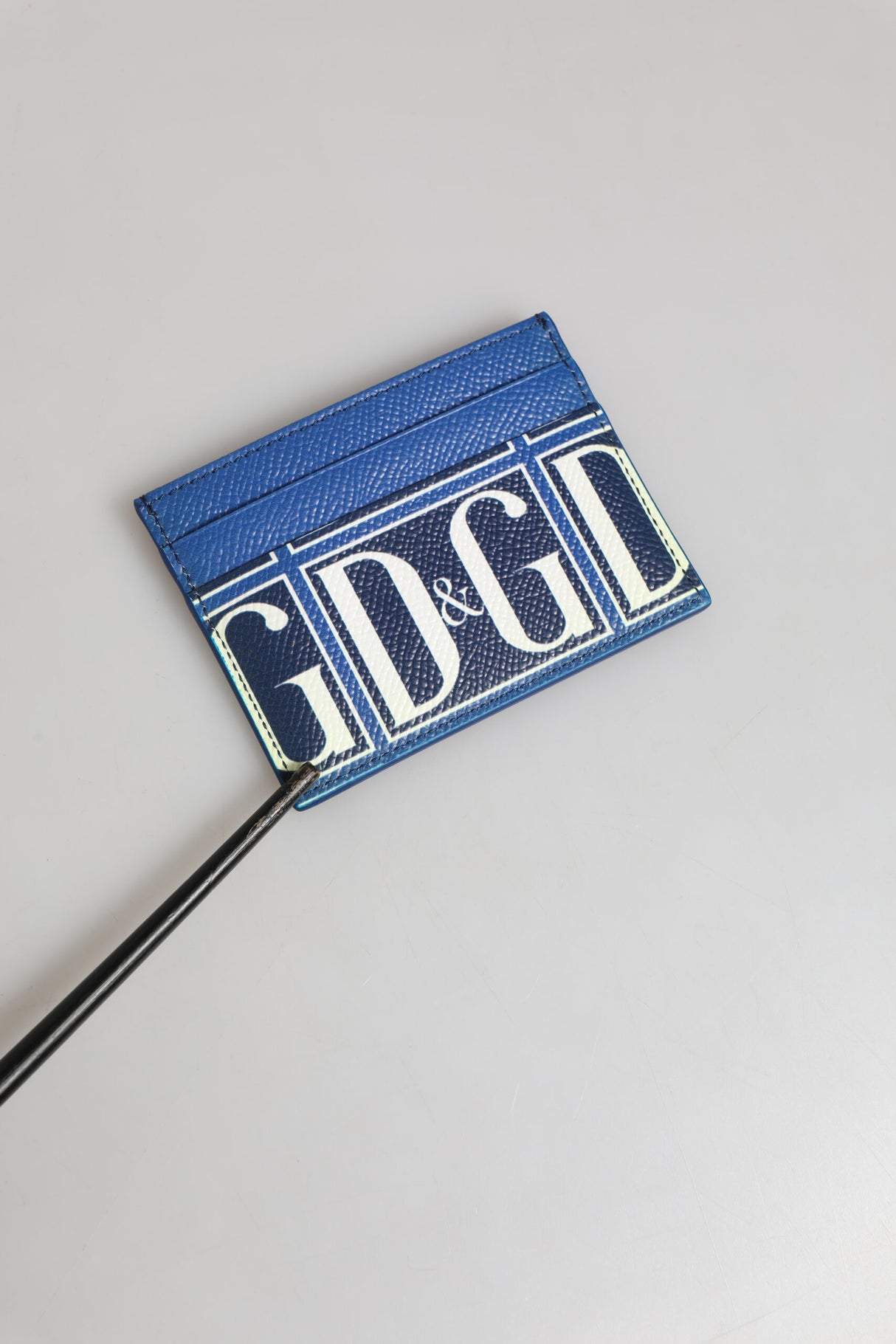 Dolce & Gabbana Blue Calf Leather DG Logo Monogram Card Holder Wallet