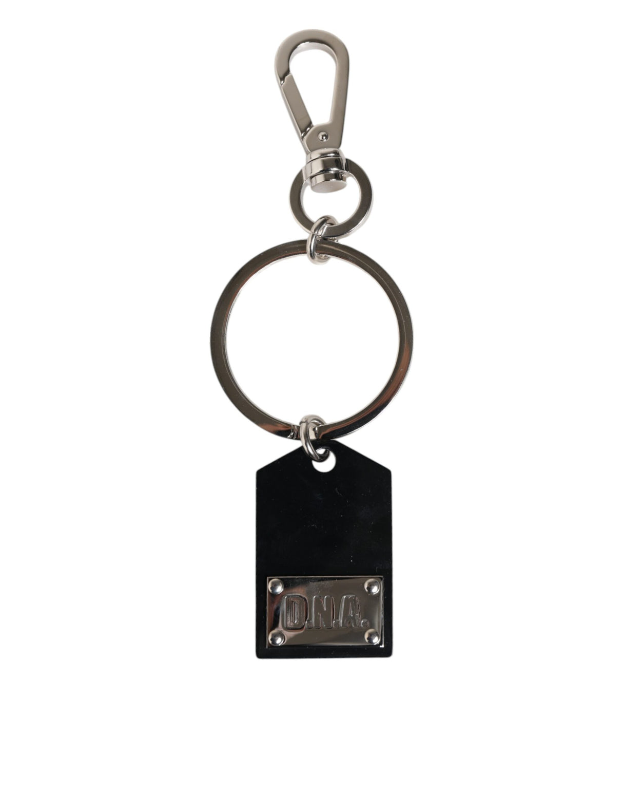 Dolce & Gabbana Black Sint Glass Plaque DG Logo Metal PlateKeychain Keyring