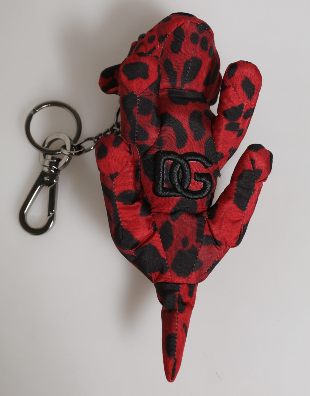 Dolce & Gabbana Red Black Polyester Animal Silhouette Bag Keychain Keyring