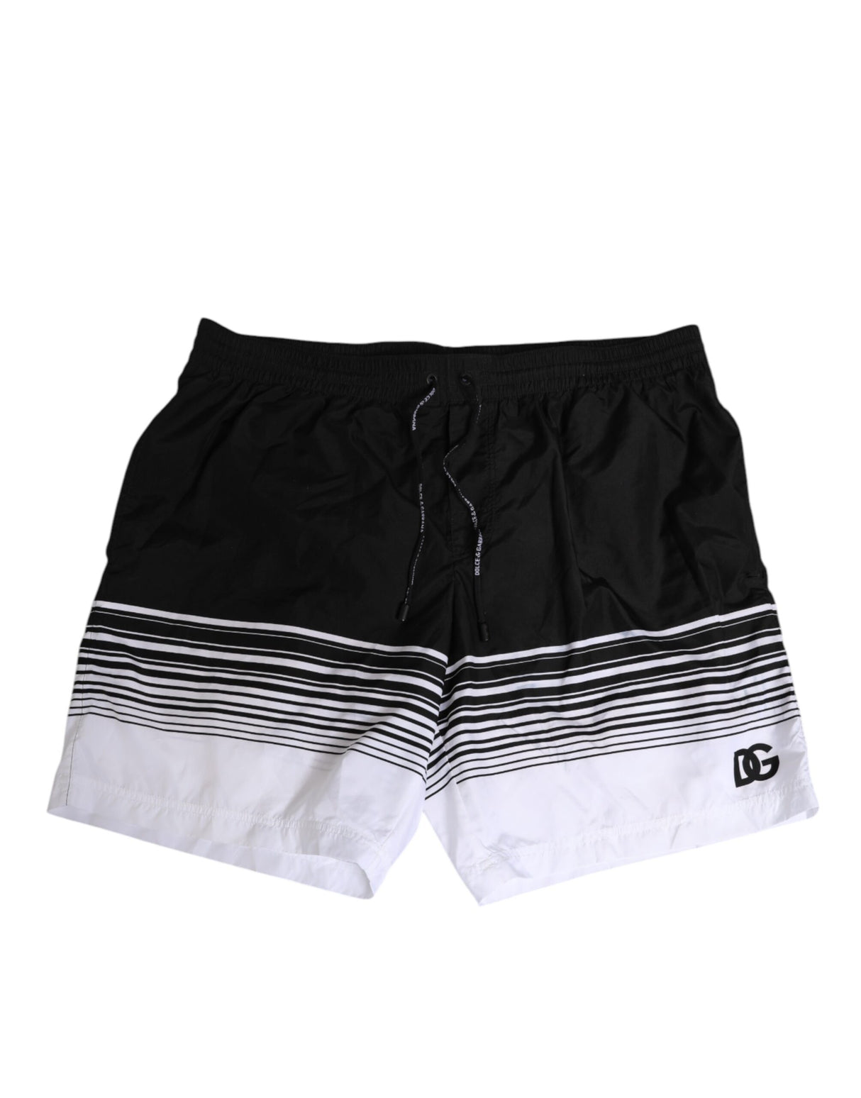 Dolce & Gabbana Black White Striped DG Logo Men Short Swimwear