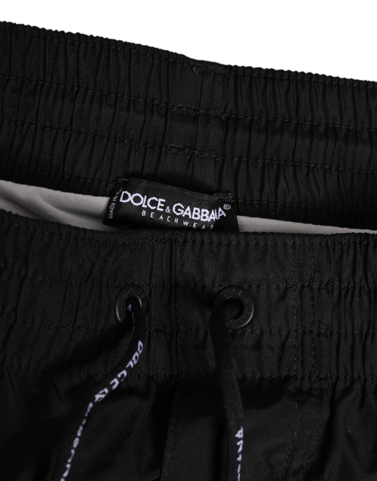 Dolce & Gabbana Black White Striped DG Logo Men Short Swimwear