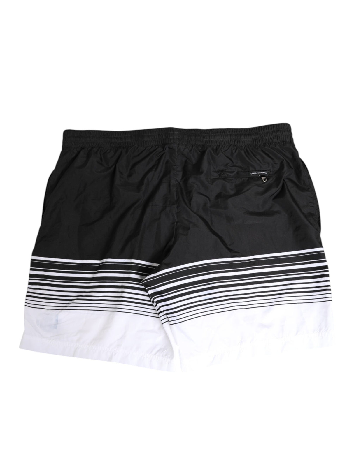 Dolce & Gabbana Black White Striped DG Logo Men Short Swimwear
