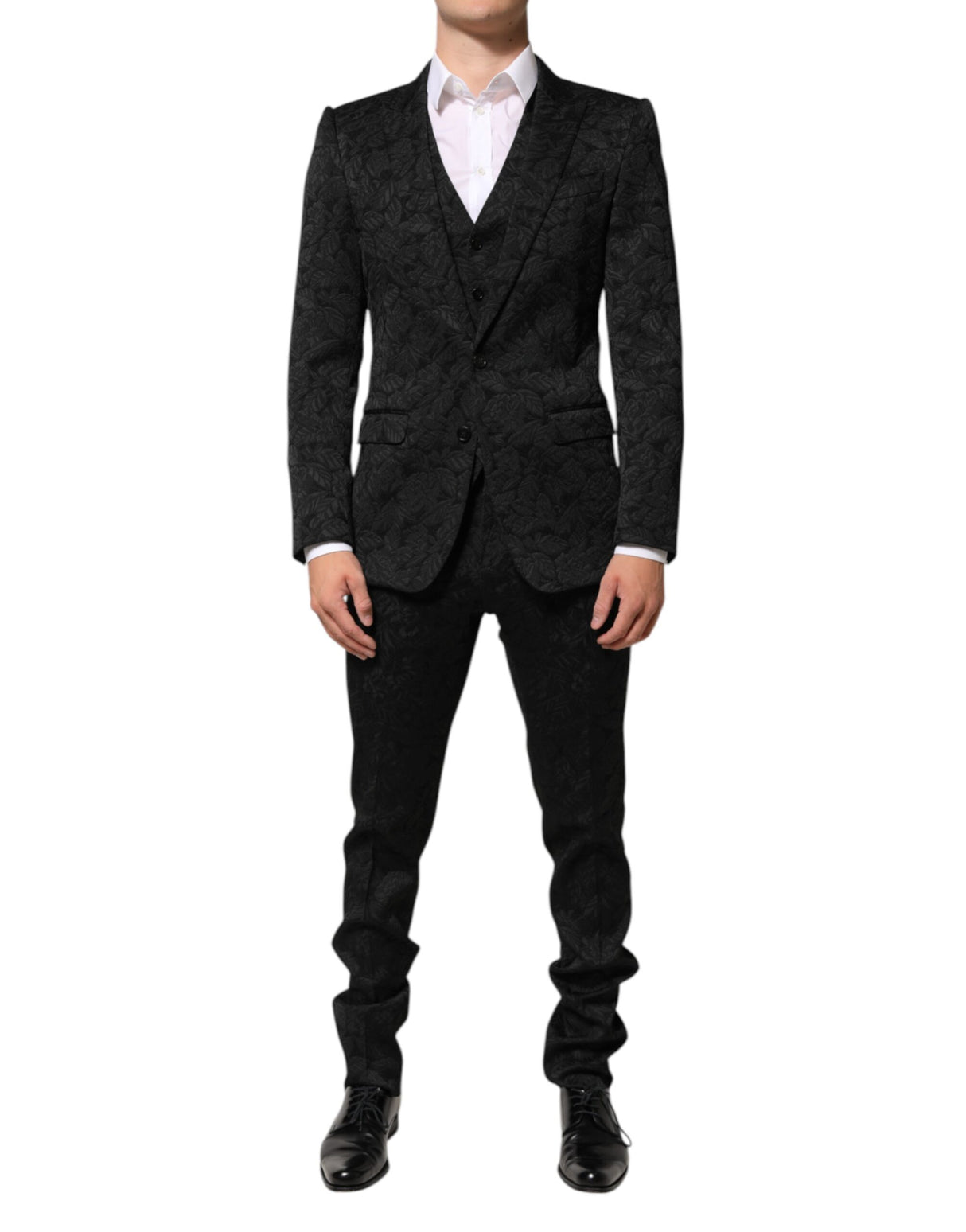Dolce & Gabbana Black 3 Piece Brocade Jacquard Suit MARTINI