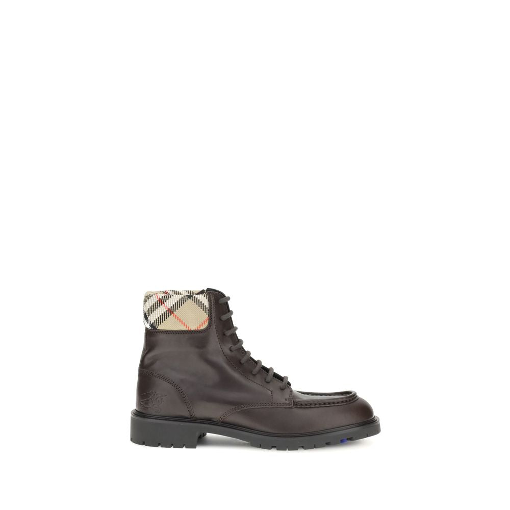 Burberry Brown Calf Leather Bos Taurus Lace-Up Boots