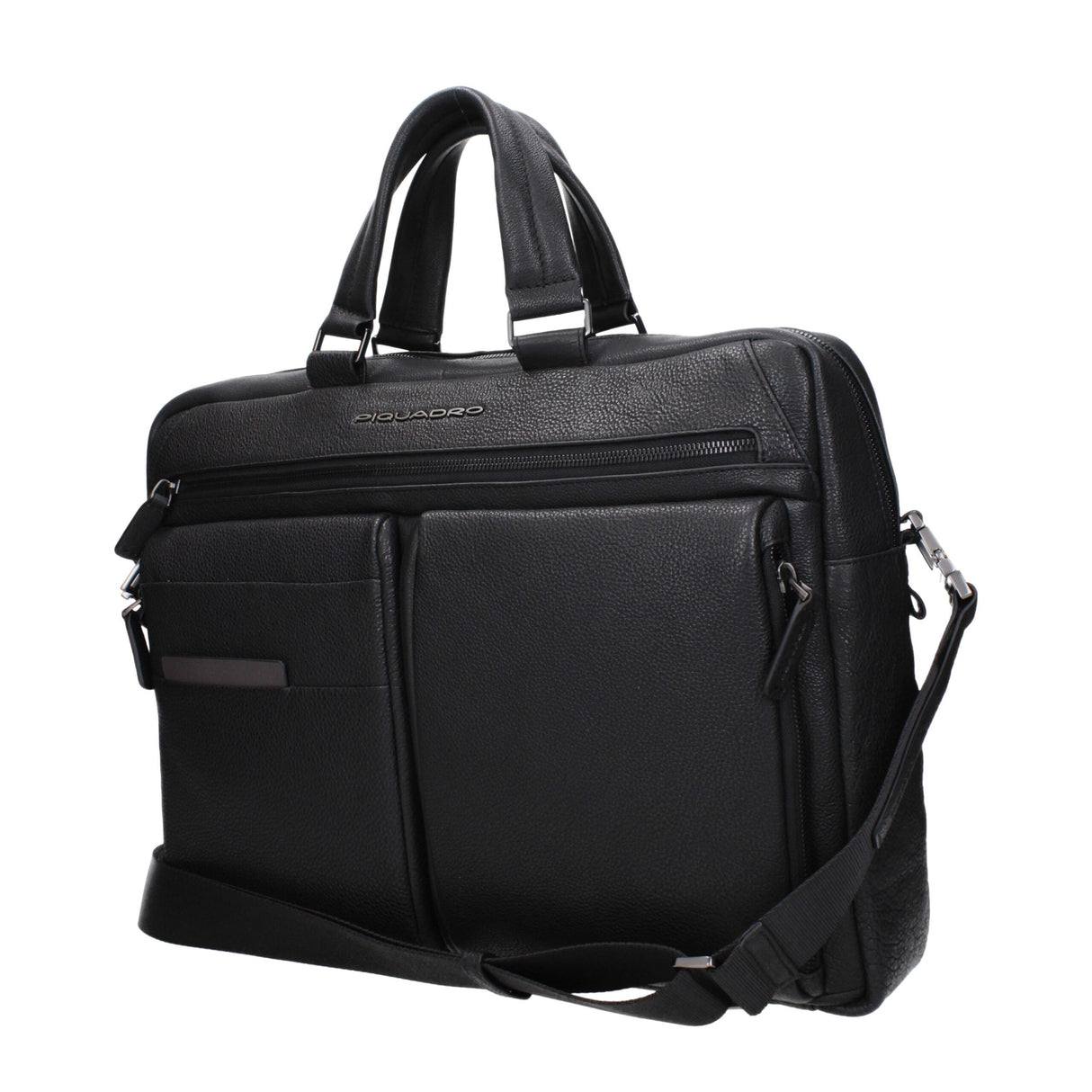 Piquadro Black Leather Business And Laptop Bag