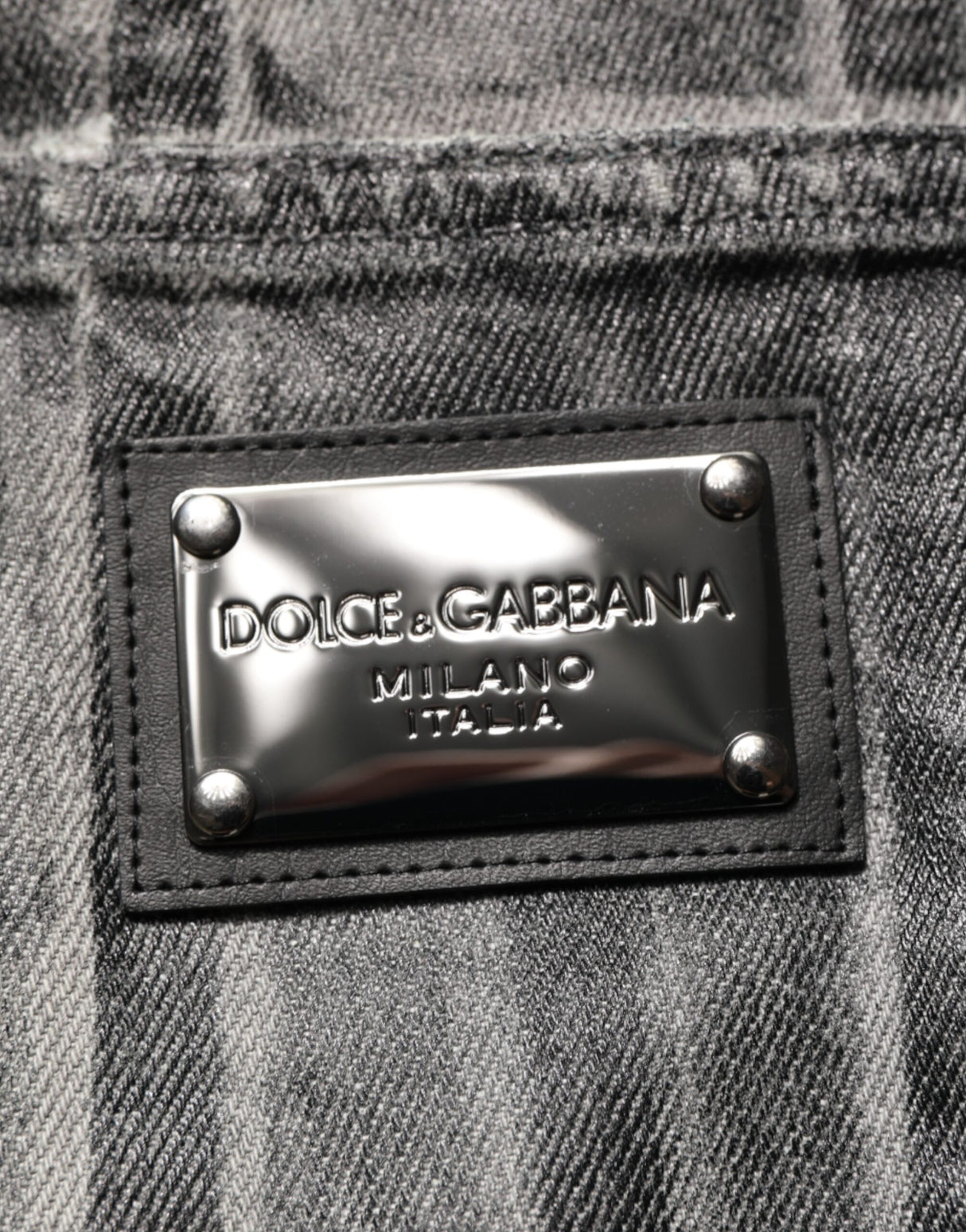 Dolce & Gabbana Black Grey Graphic Print Denim Pants Jeans