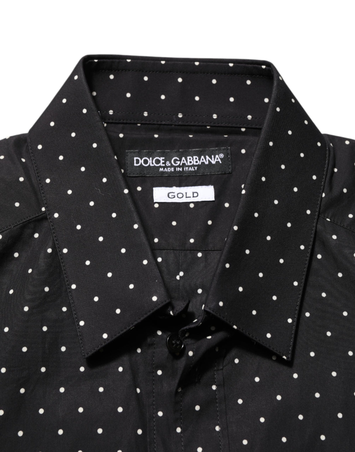 Dolce & Gabbana Black Polka Dot Cotton GOLD Men Formal Dress Shirt