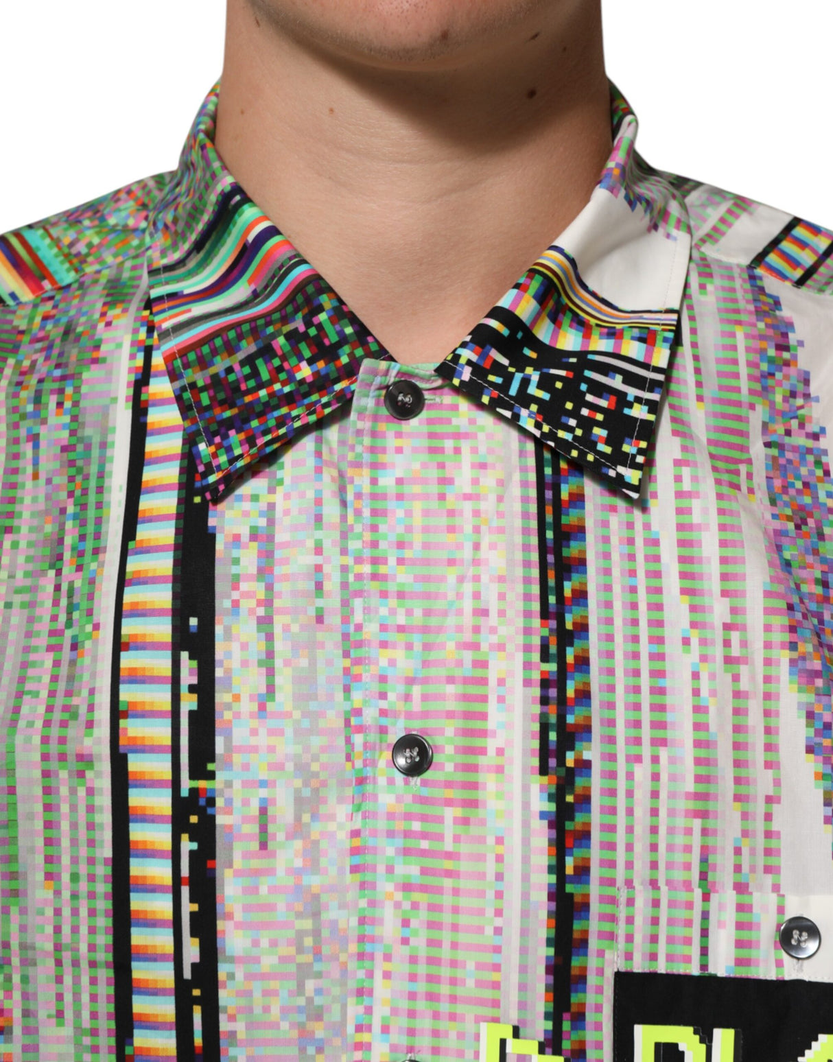 Dolce & Gabbana Multicolor Graphic Collared Casual Shirt