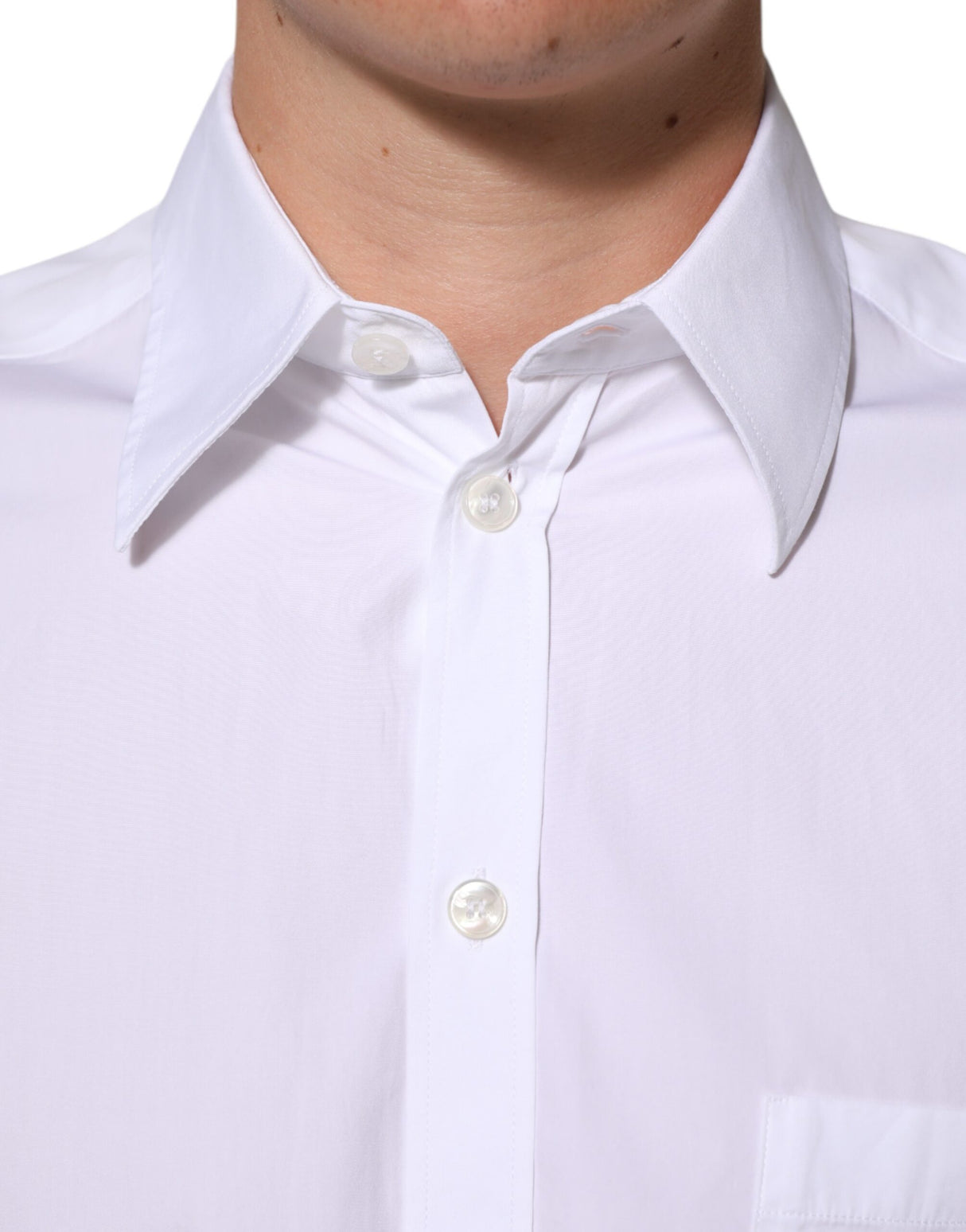 Dolce & Gabbana White Logo Plaque Collared Formal Dress Shirt