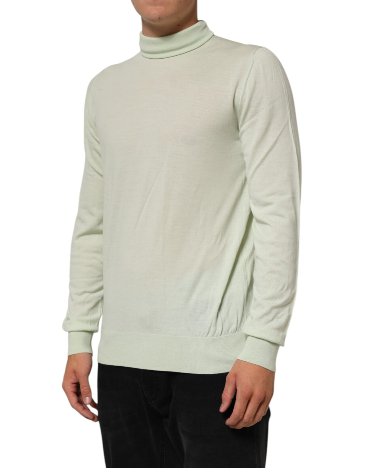 Dolce & Gabbana Light Green Logo TurtleNeck Pullover Sweater