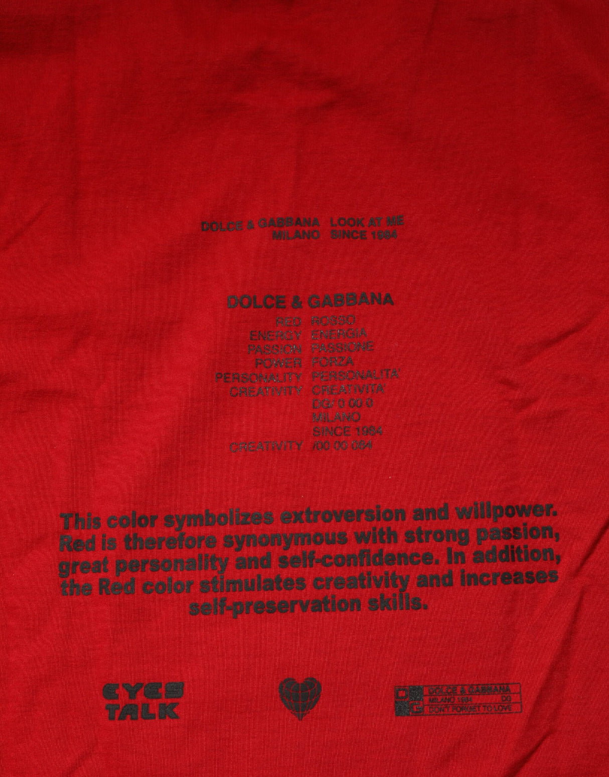 Dolce & Gabbana Red Logo Eye Print Cotton Short Sleeve T-shirt