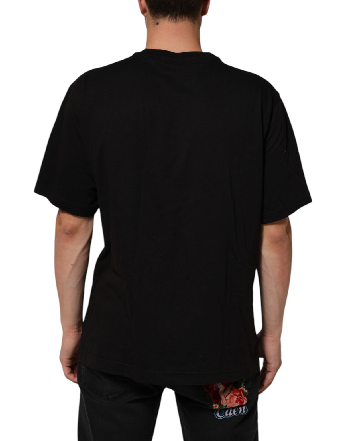 Dolce & Gabbana Black Logo Print Cotton Men Crew Neck T-shirt
