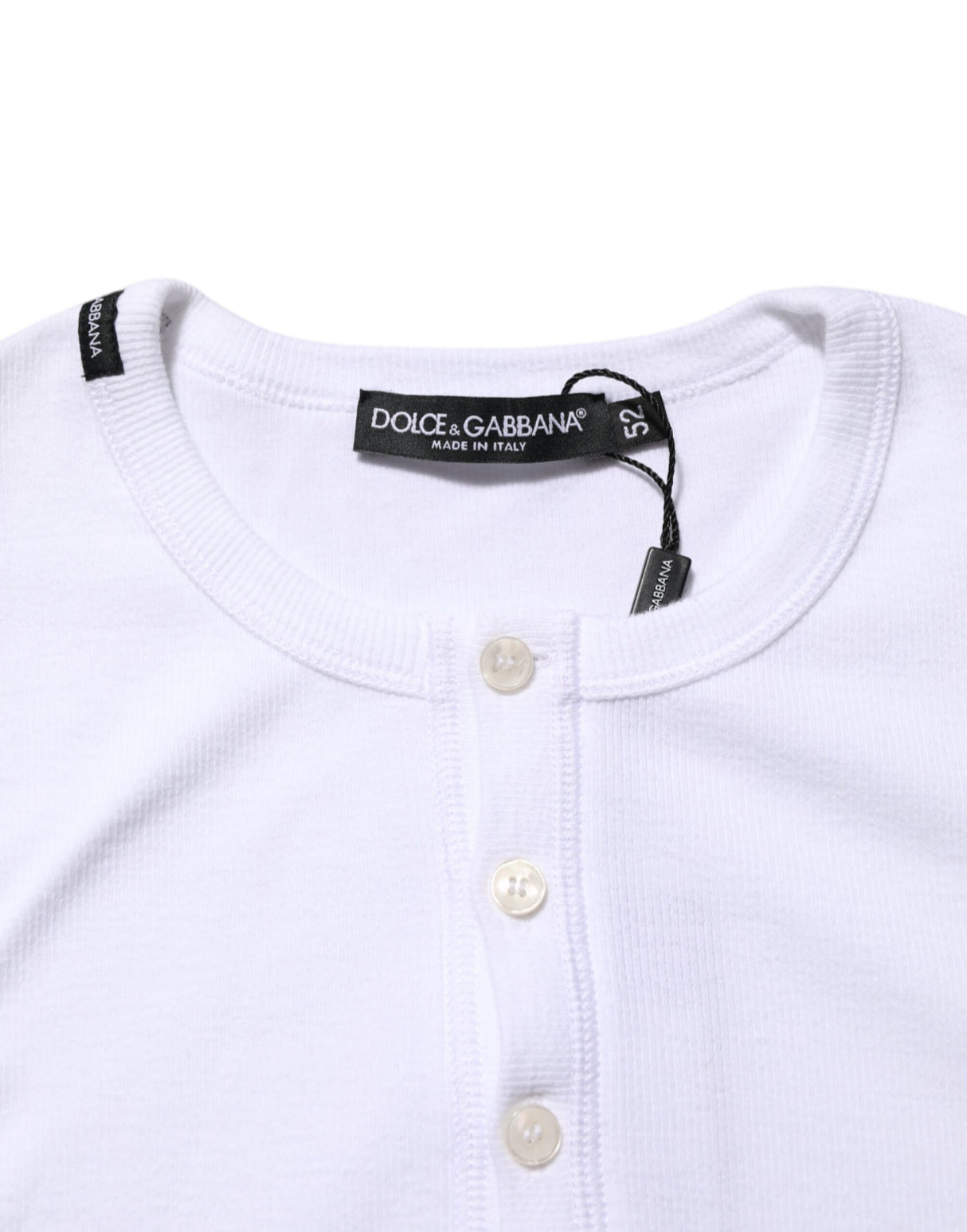 Dolce & Gabbana White Long Sleeves Button Closure T-shirt