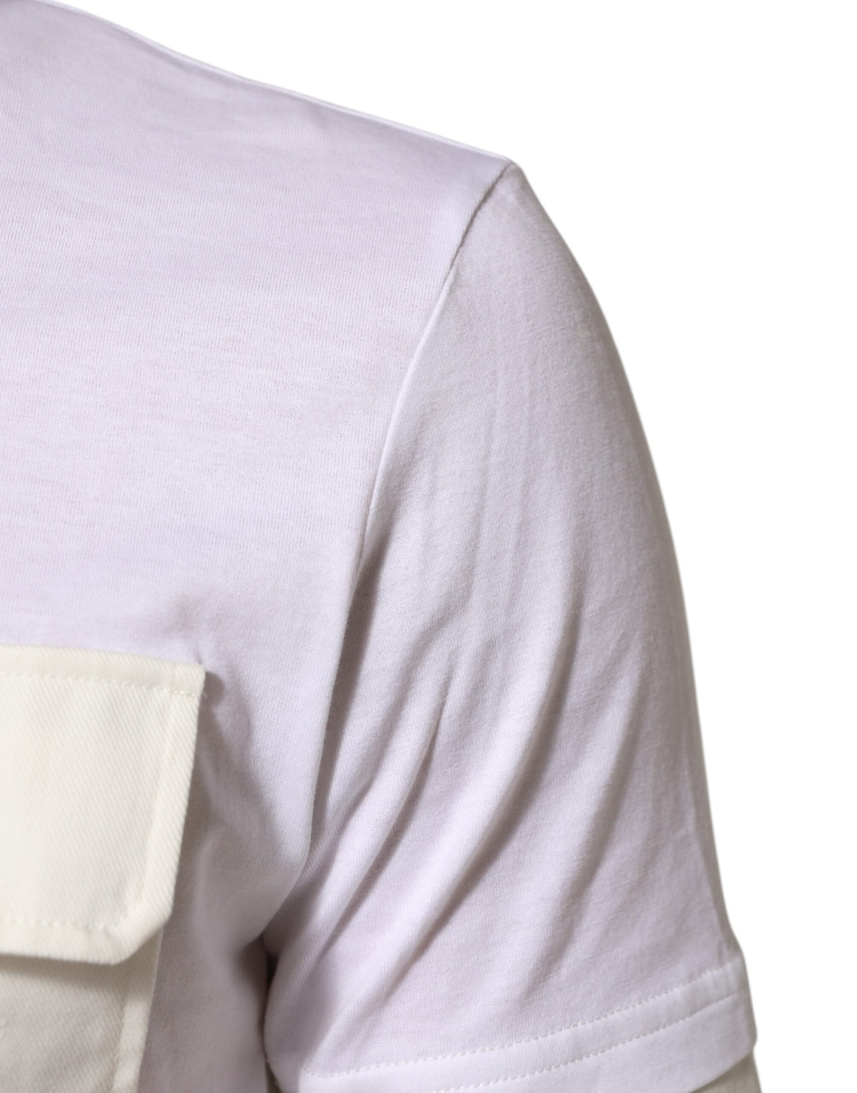 Dolce & Gabbana White Cotton Pocket Short Sleeves Men T-shirt