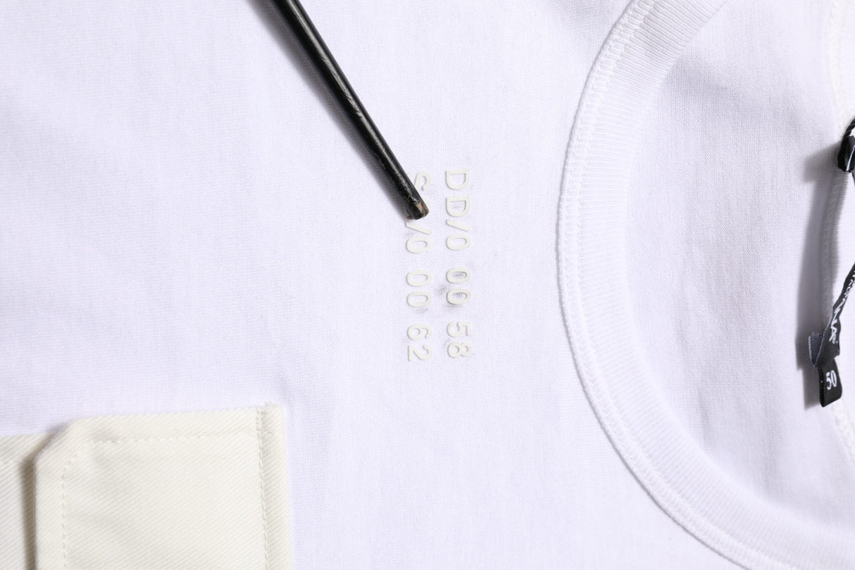 Dolce & Gabbana White Cotton Pocket Short Sleeves Men T-shirt