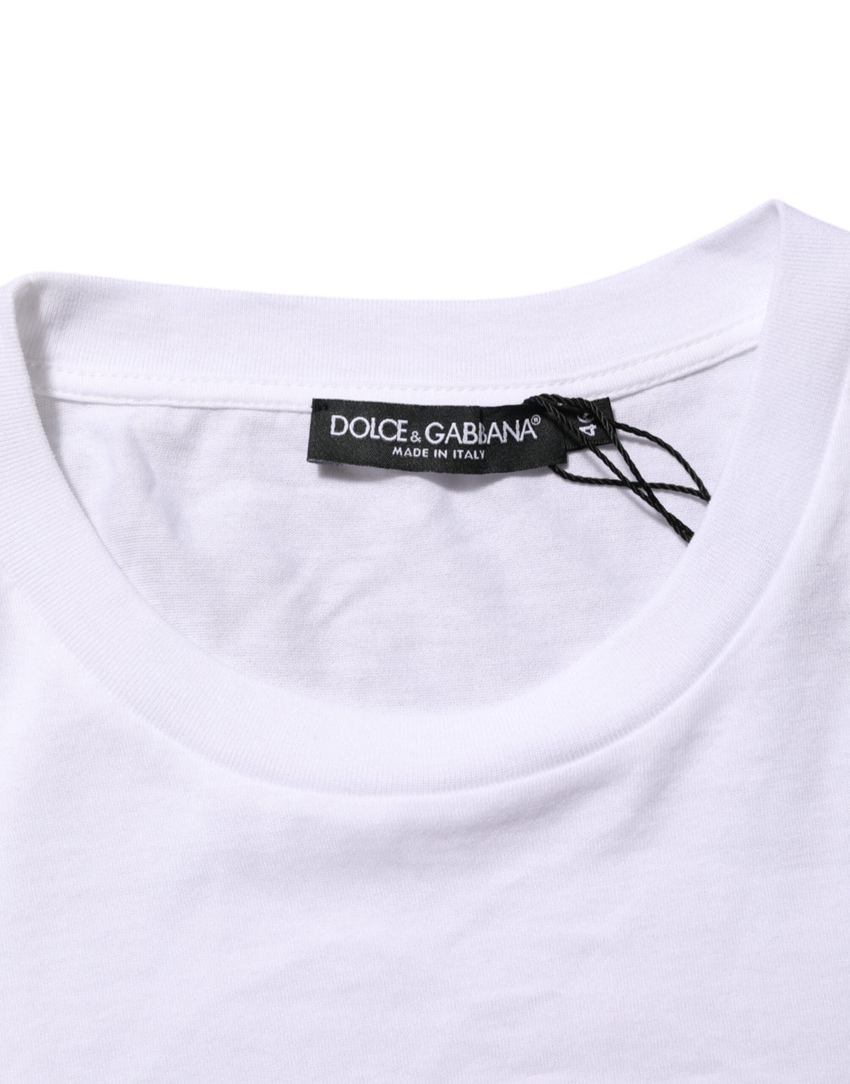 Dolce & Gabbana White Logo Print Cotton Men Crew Neck T-shirt