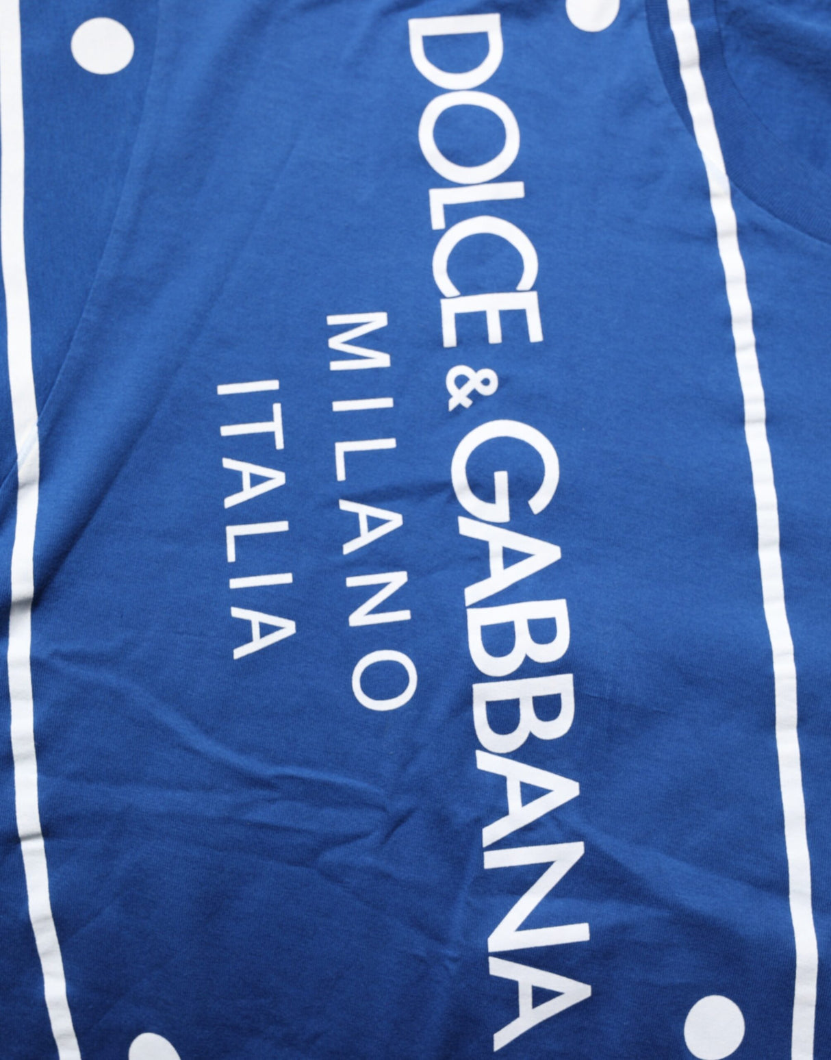 Dolce & Gabbana Blue Logo Print Cotton Crew Neck Men T-shirt