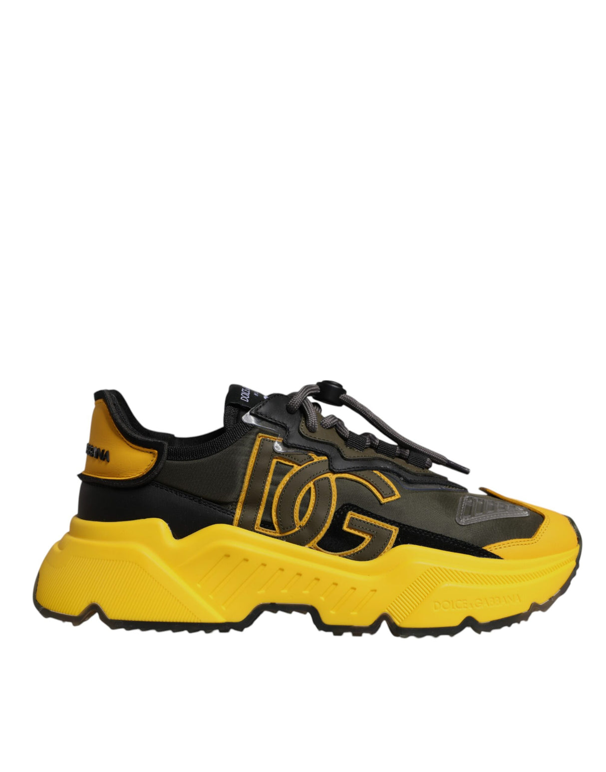Dolce & Gabbana Black Yellow Daymaster Low Top Sneakers Shoes