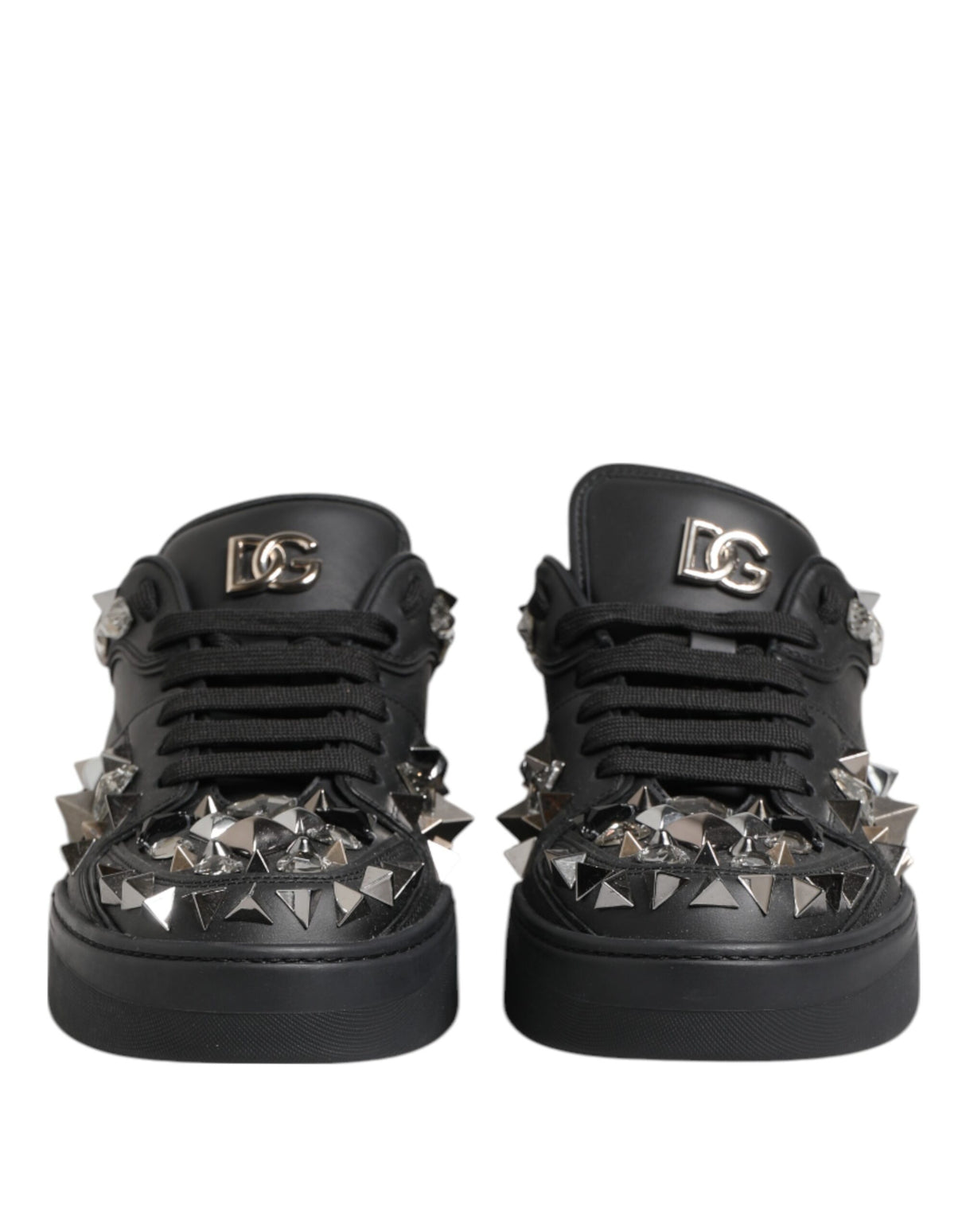 Dolce & Gabbana Black Portofino Studded Men Sneakers Shoes