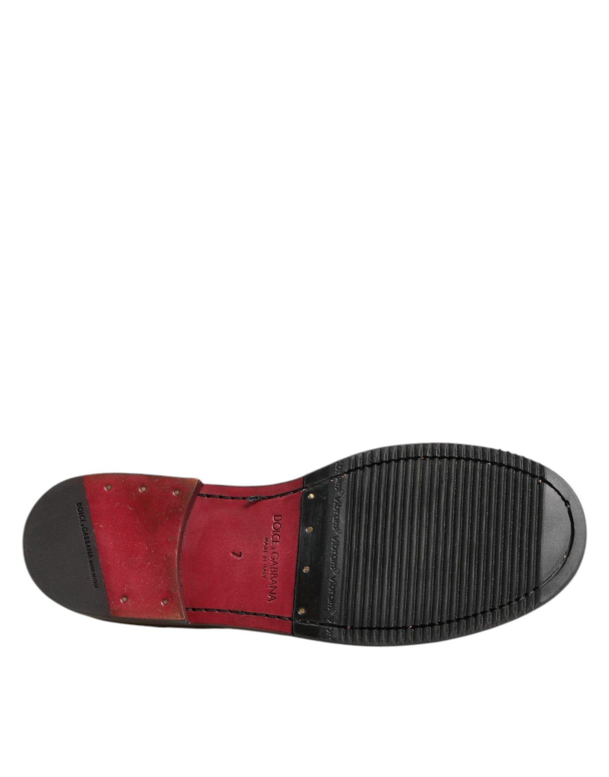 Dolce & Gabbana Brown Leather Logo Slip On Men Dress Shoes