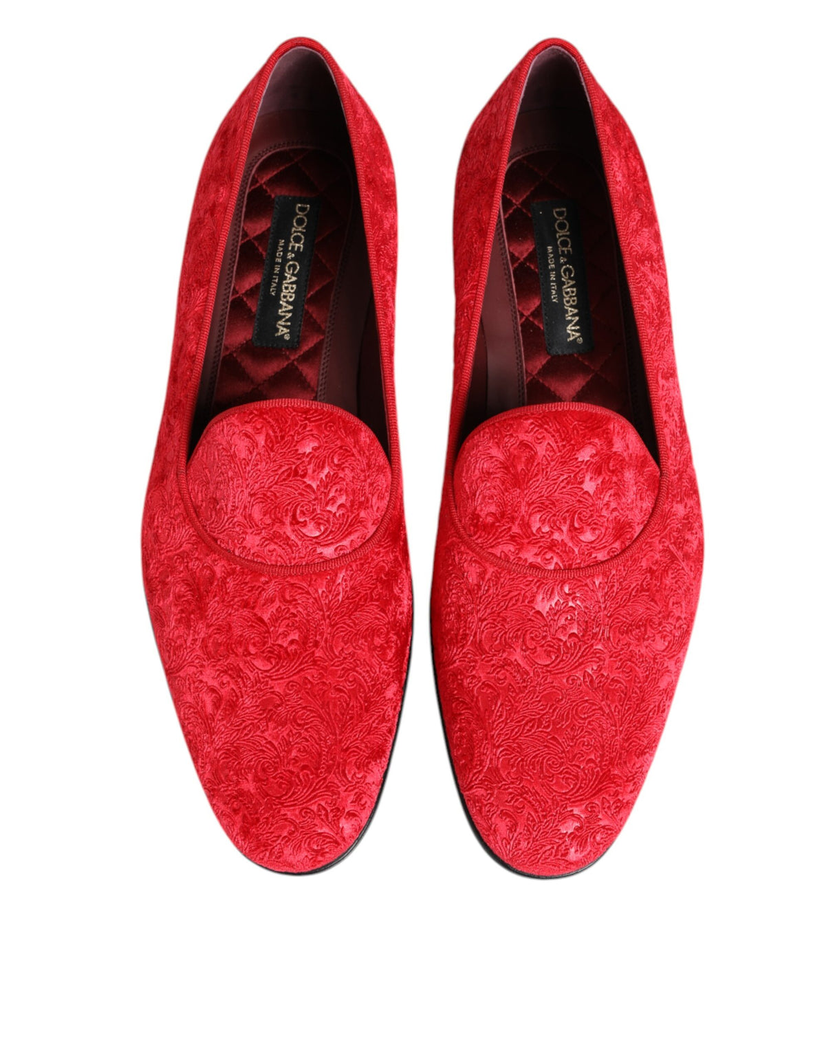 Dolce & Gabbana Red Jacquard Loafers Formal Men Dress Shoes