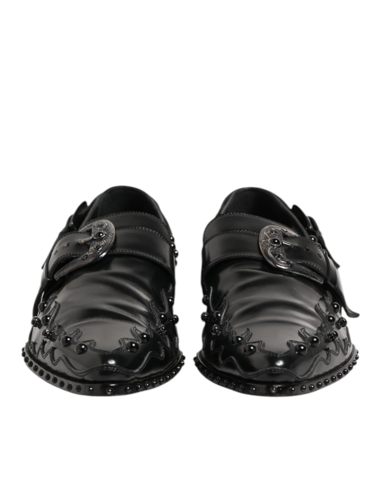 Dolce & Gabbana Black Embellished Dress Monk Strap Shoes