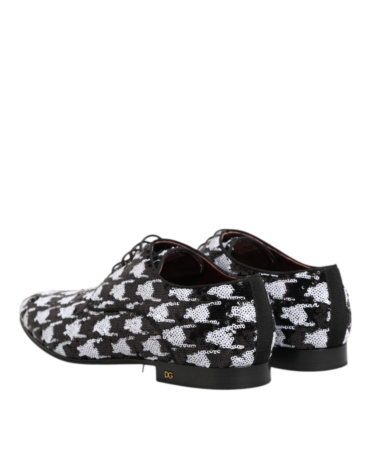 Dolce & Gabbana Dress Black White Sequined Lace Up Derby Shoes