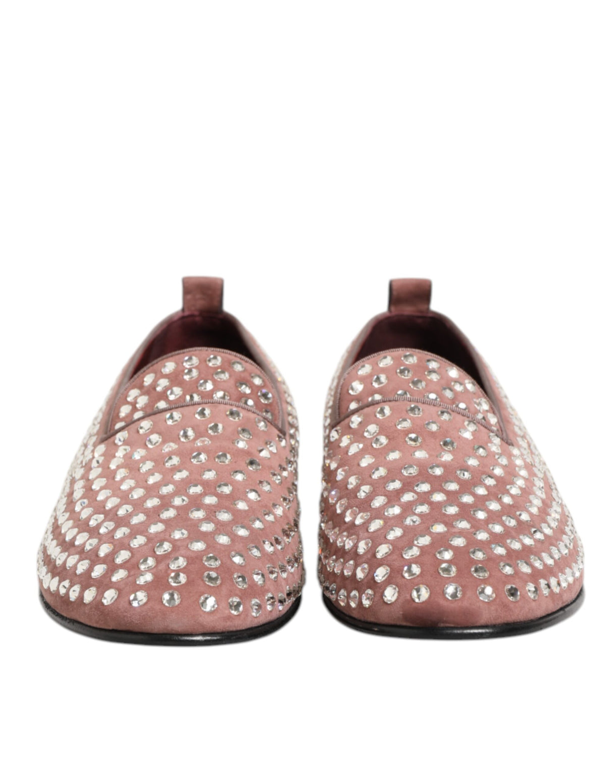 Dolce & Gabbana Pink Suede Crystals Loafers Men Dress Shoes