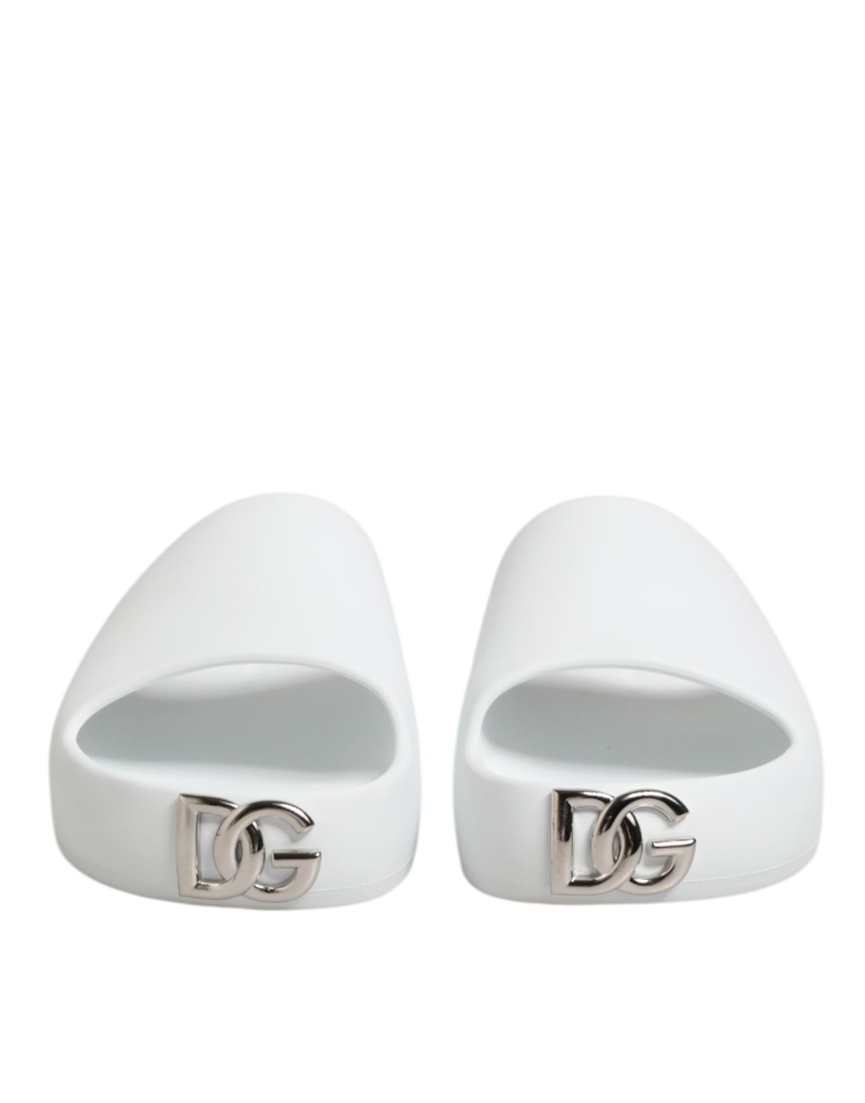 Dolce & Gabbana White Logo Slides Sandals Men Beachwear Shoes