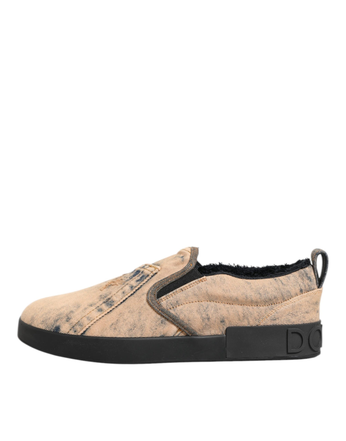 Dolce & Gabbana Beige Cotton Low Top Slip On Sneakers Shoes