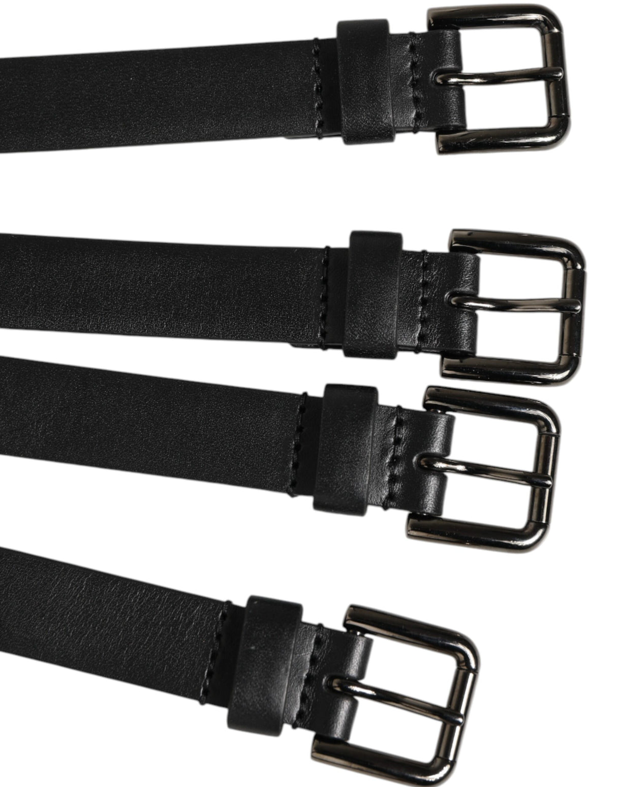 Dolce & Gabbana Black Leather 4-Strap Metal Multi-Buckle Belt