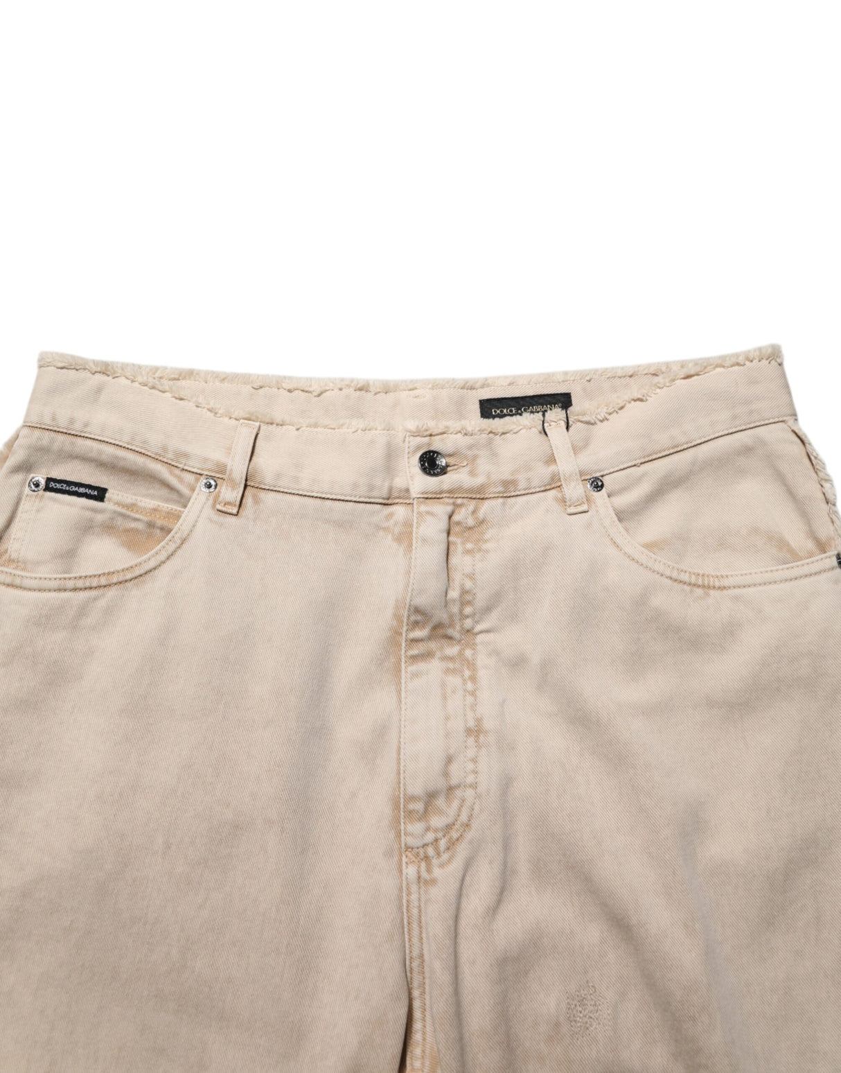 Dolce & Gabbana Beige Cotton Straight Denim Trouser Jeans