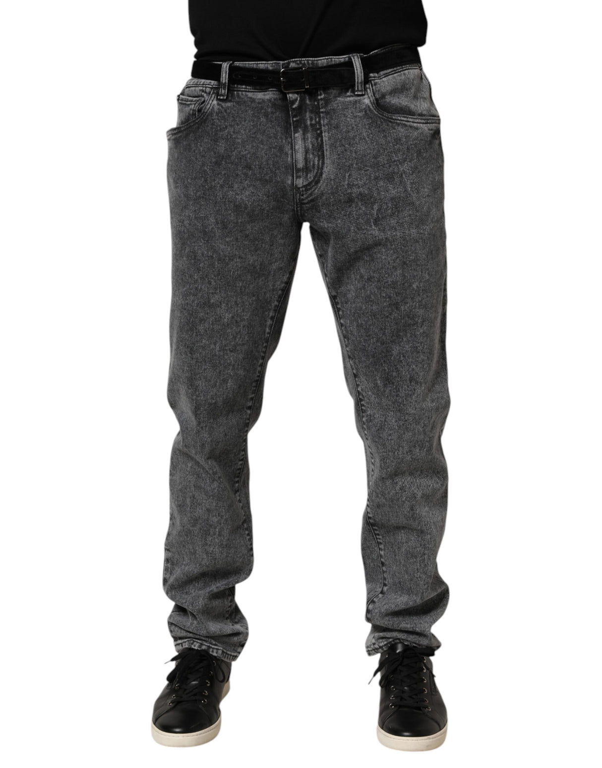 Dolce & Gabbana Gray Cotton Slim Fit Denim Trouser Jeans