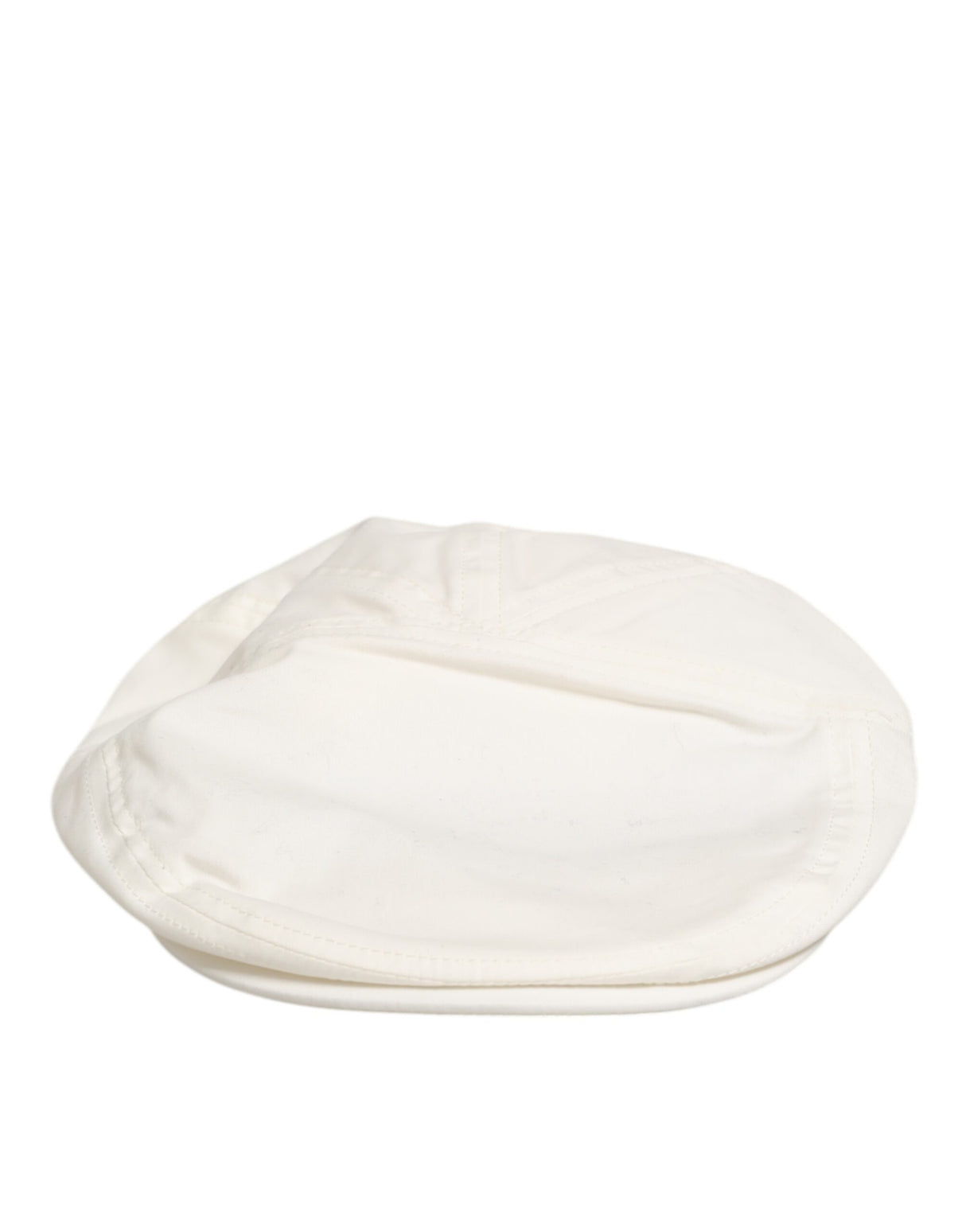 Dolce & Gabbana White Cotton Blend Leather Trim Flat Men Cap Hat