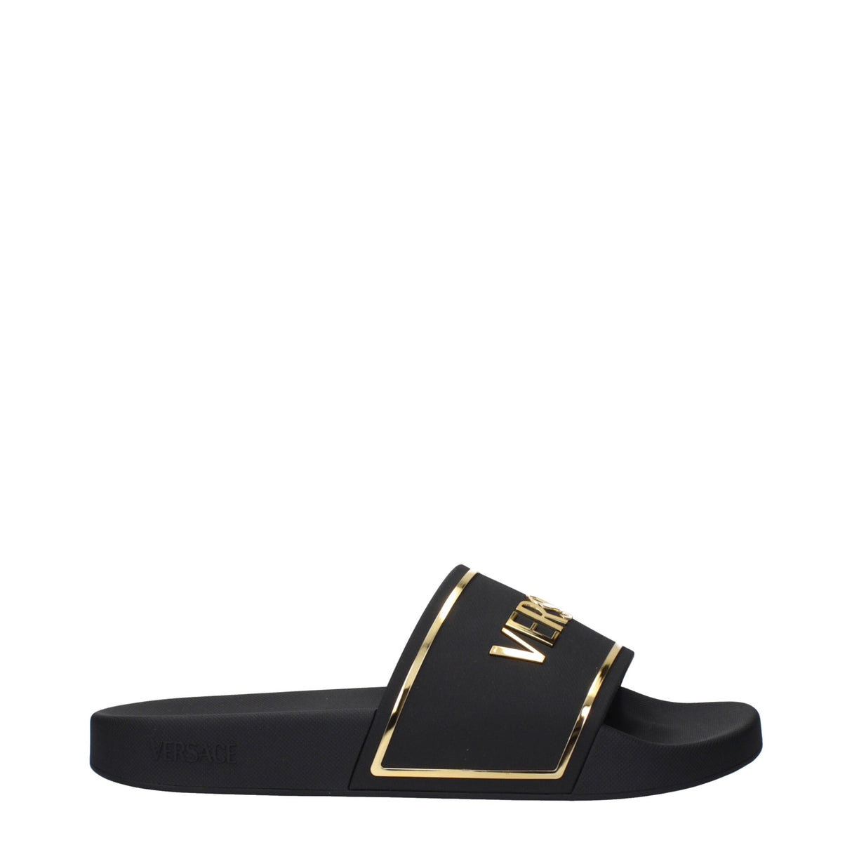 Versace Black Cotton Slippers Sandals