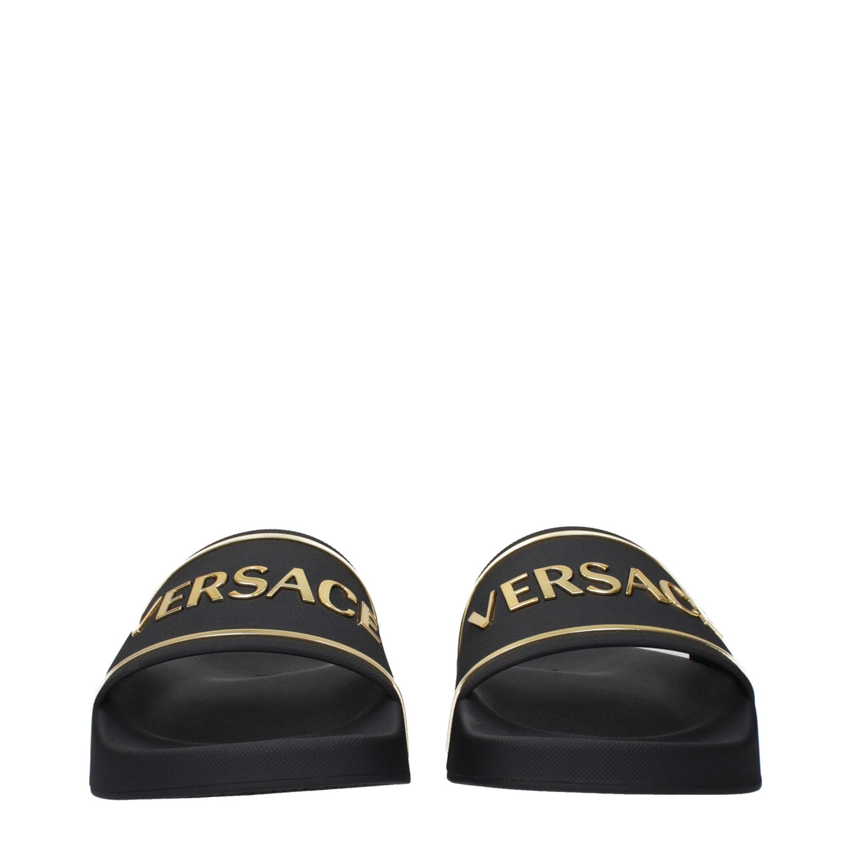 Versace Black Cotton Slippers Sandals