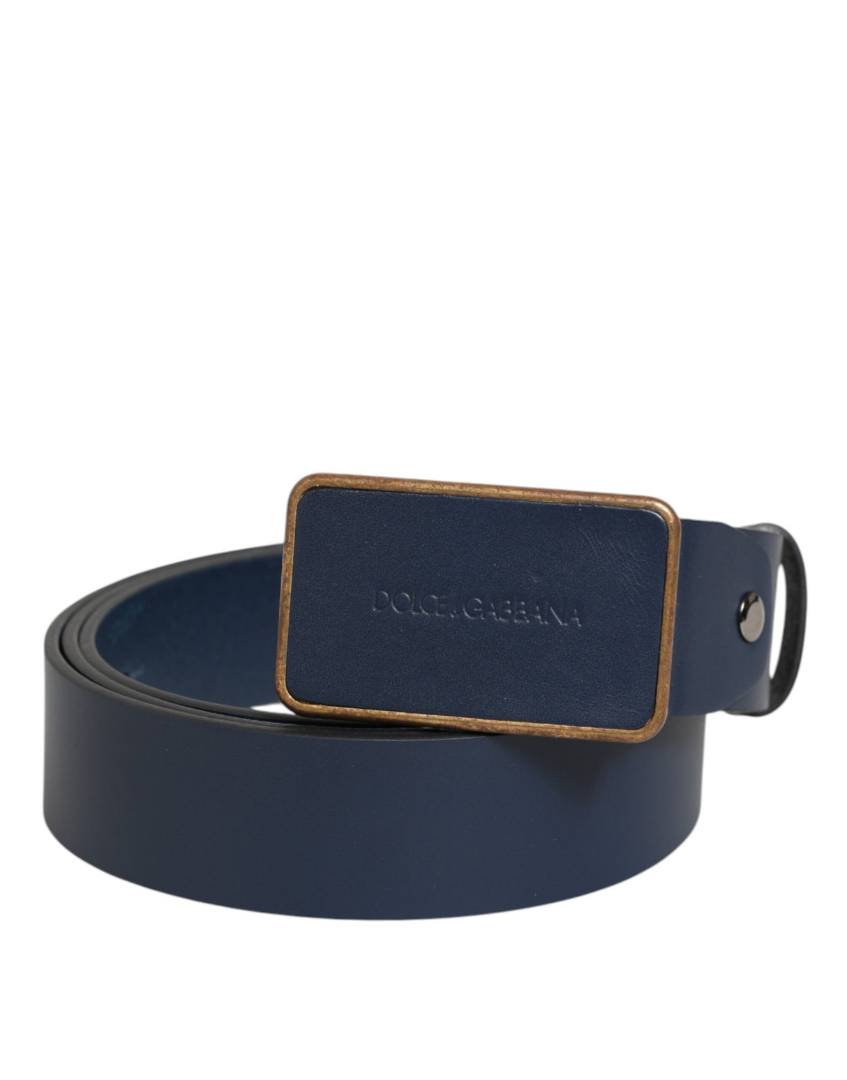 Dolce & Gabbana Blue Leather Classic Metal Logo Buckle Belt