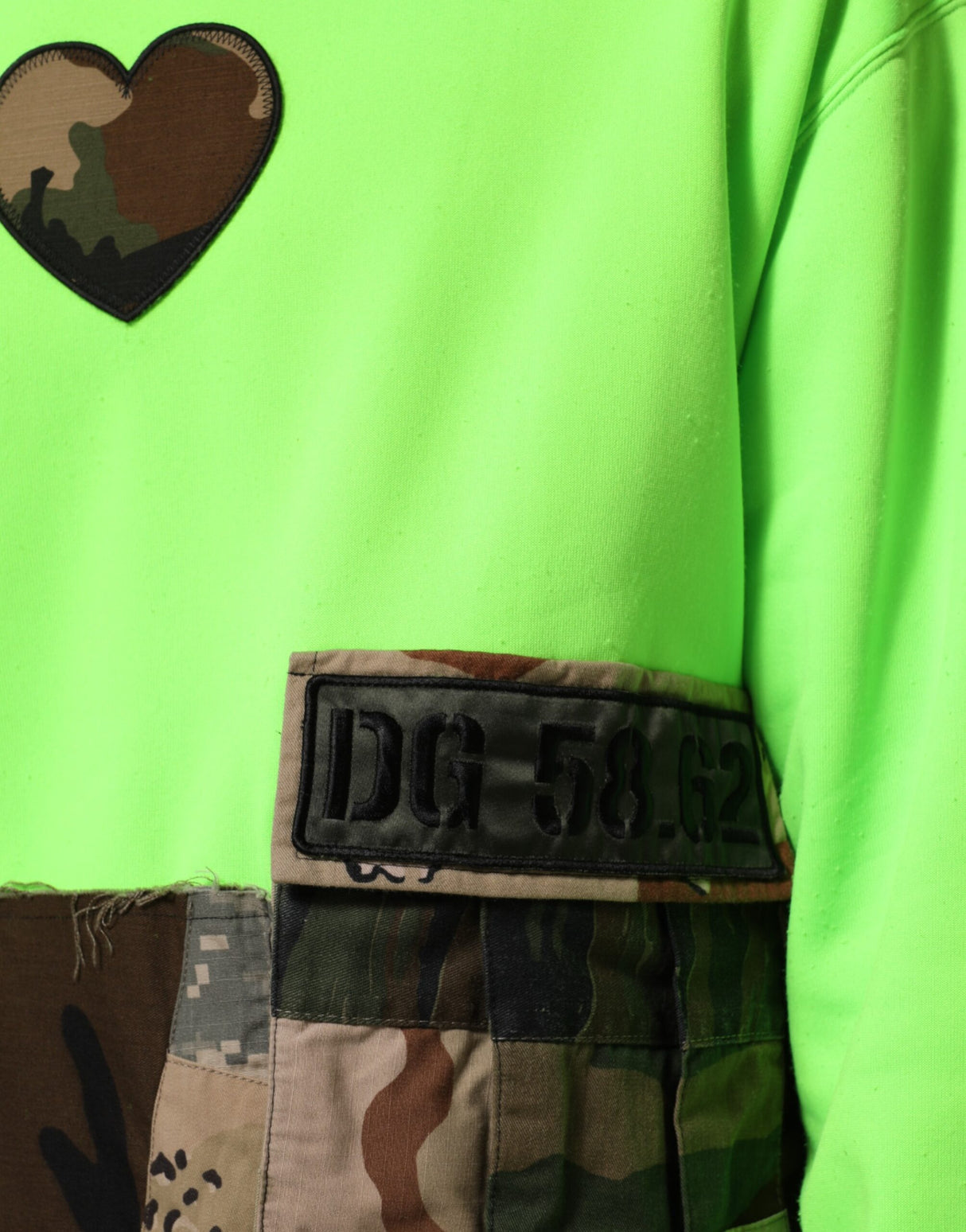 Dolce & Gabbana Green Patchwork Heart Men Sweatshirt Sweater