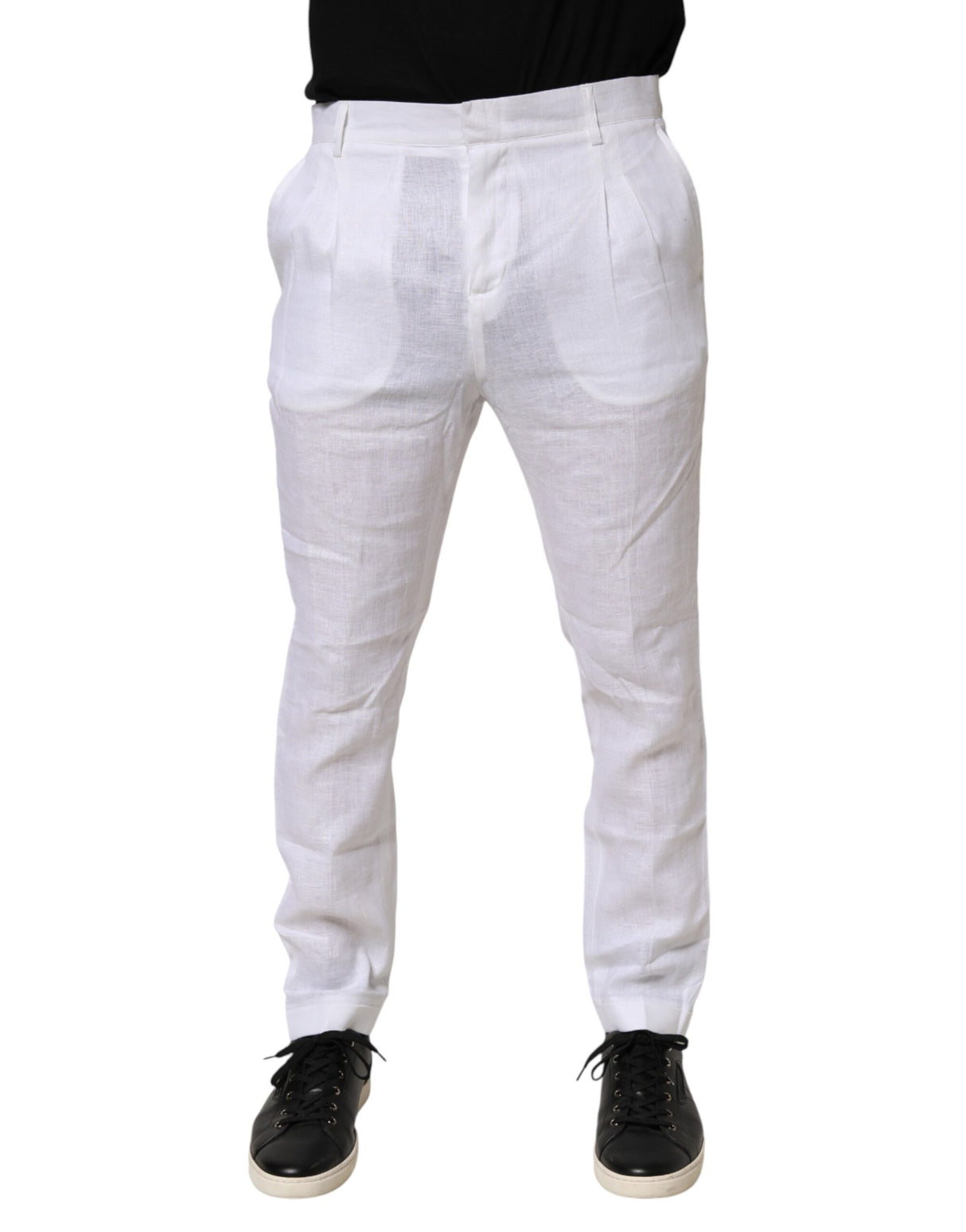 Daniele Alessandrini White Linen Formal Dress Trouser Pants