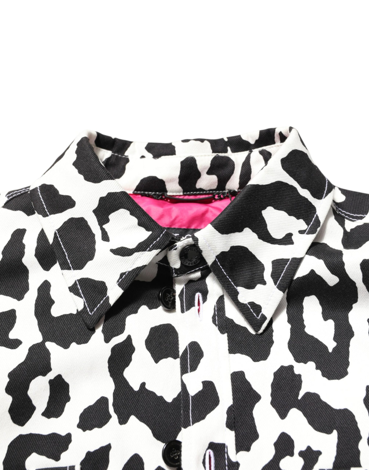 Dolce & Gabbana Black White Leopard Denim Blouson Sweater