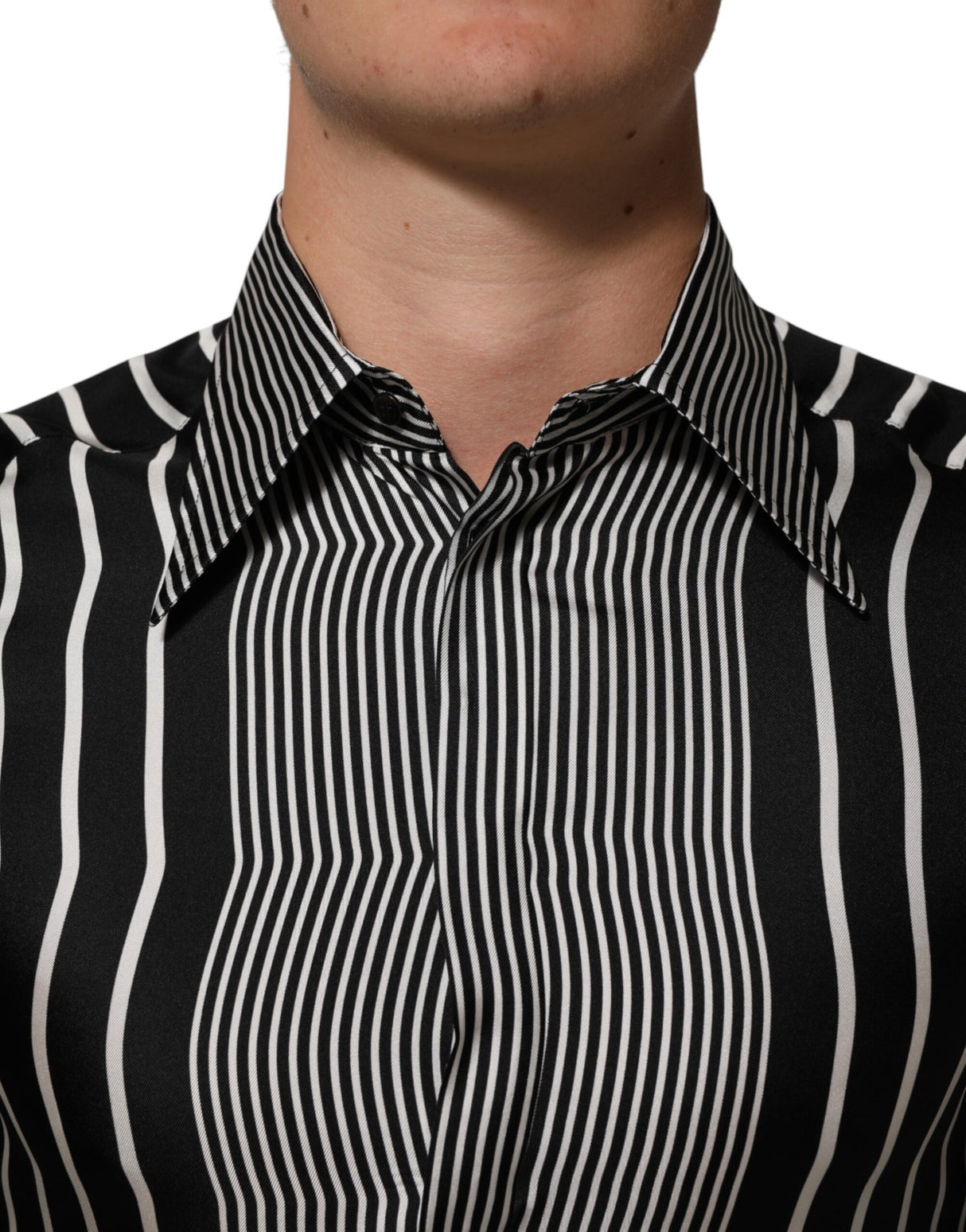 Dolce & Gabbana Black White Stripes Men MARTINI Dress Shirt