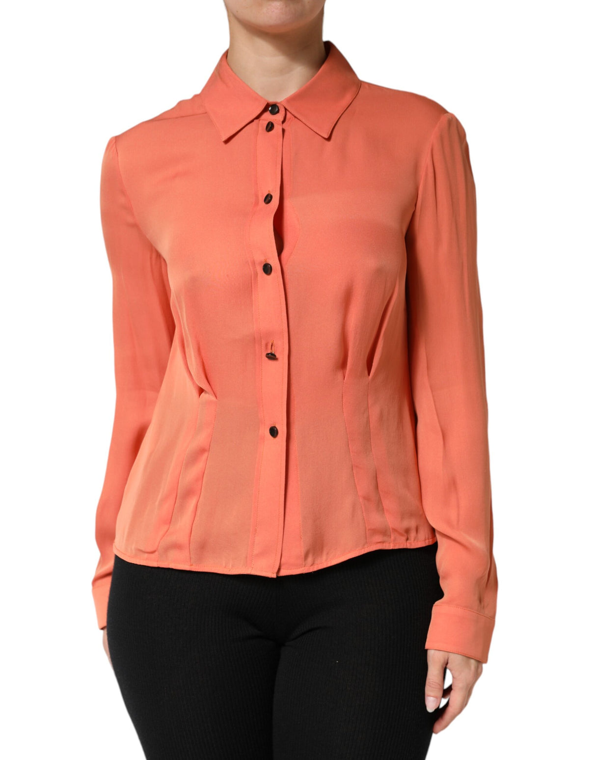 Emporio Armani Orange Collared Button Down Long Sleeves Top