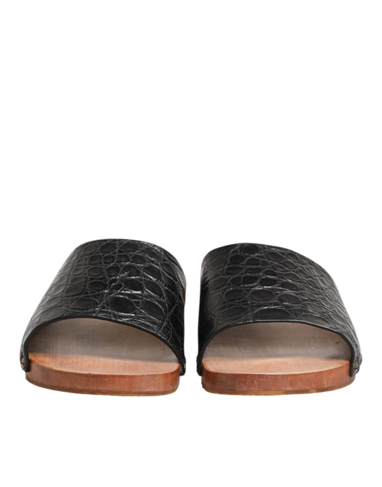 Dolce & Gabbana Black Brown Leather Slides Sandals Shoes