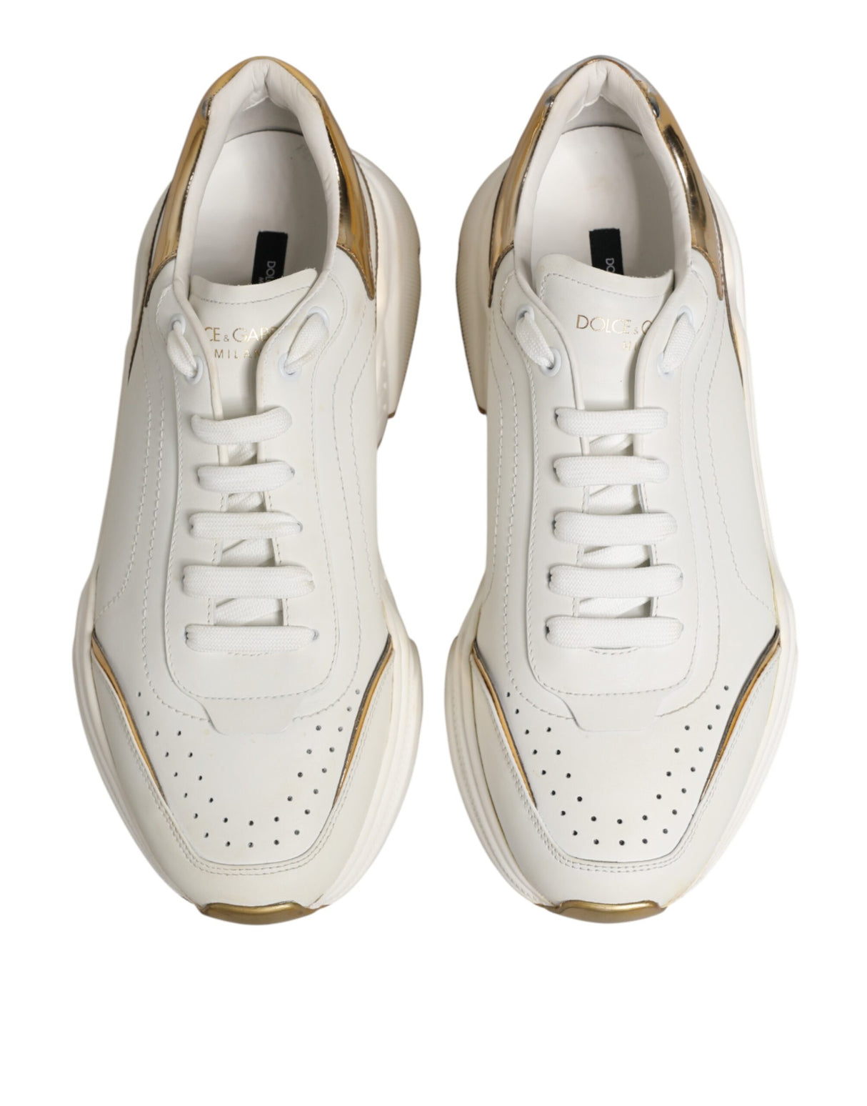 Dolce & Gabbana White Gold Daymaster Low Top Sneakers Shoes