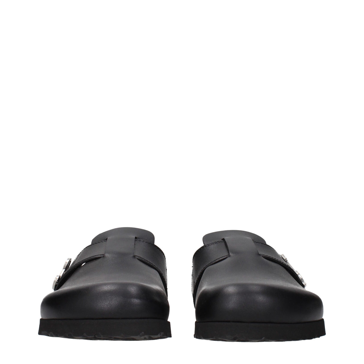 Palm Angels Black Leather Slippers