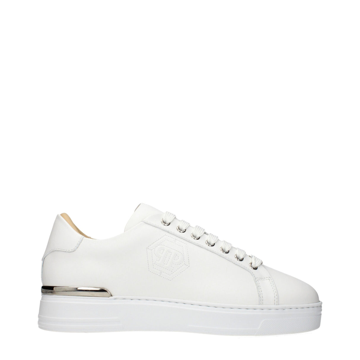 Philipp Plein White Leather Low Top Sneakers