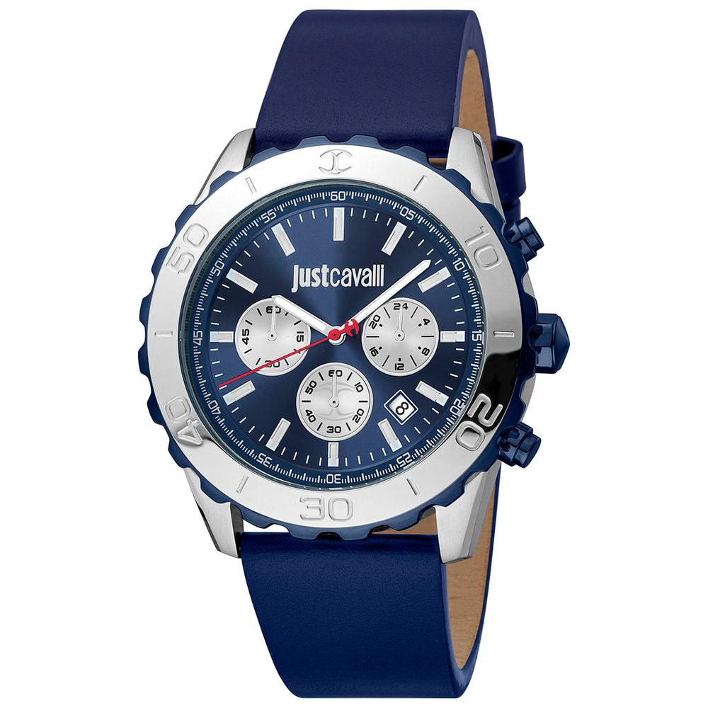 Just Cavalli Blue Leather Dress Watch